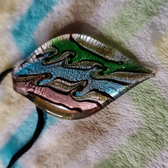 9. SeeMade in Italy Murano Glass Necklace on Leather Cord - Picture 1 of 4